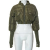 Women's Cropped Quilted Puffer Jacket – Stand Collar Winter Coat